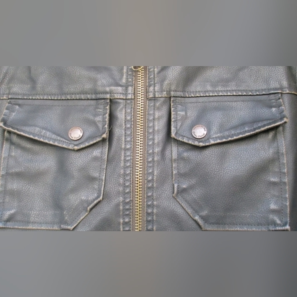 American Rag Jacket Men's Faux Leather Black Lined Motorcycle Size Small - Picture 13 of 15